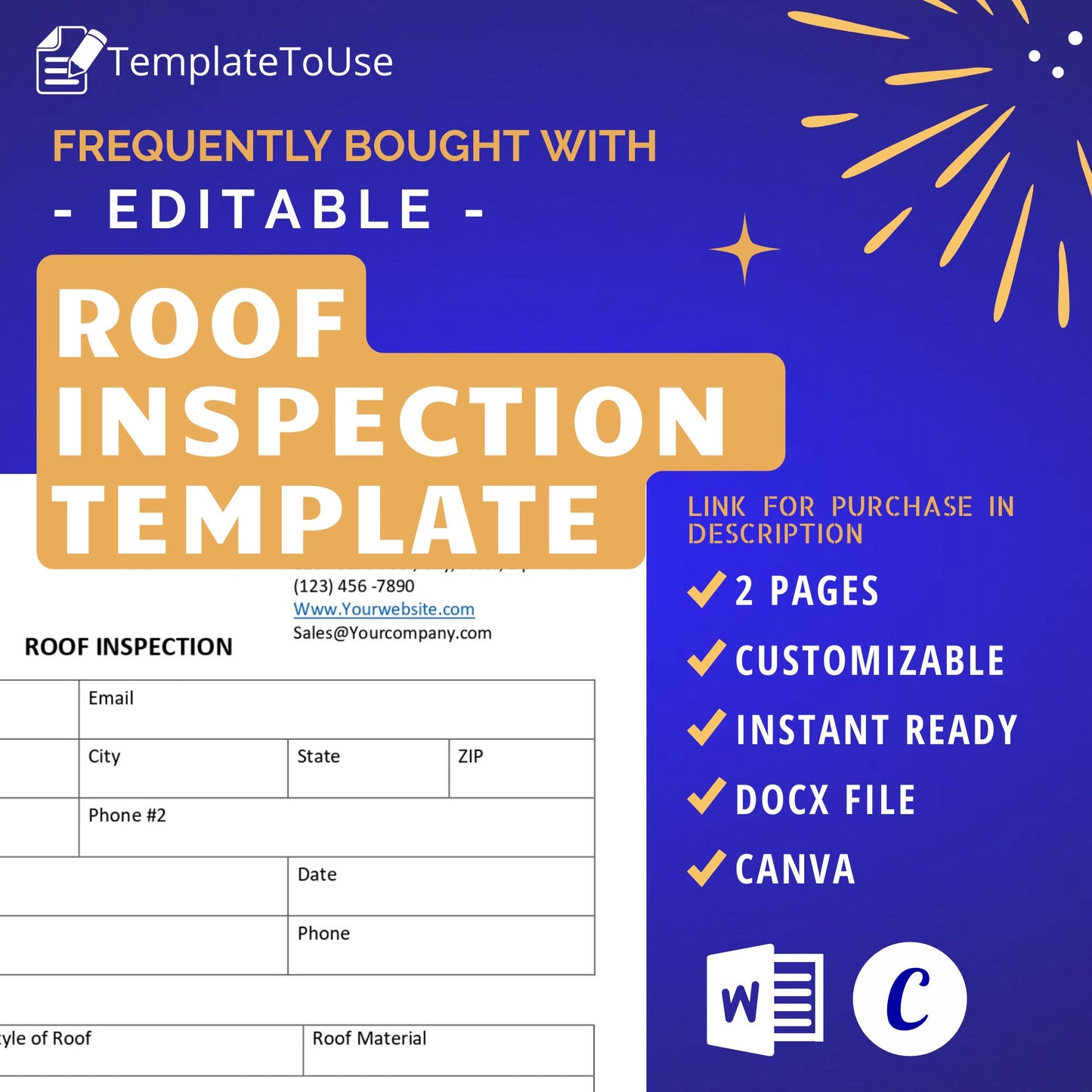Roofing Agreement Contract, Roofing Business, Service Editable Template, Docx, Canva
