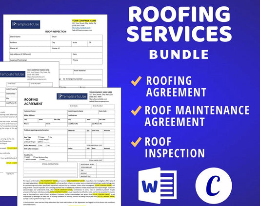 Roofing Agreement Contract, Roofing Business, Service Editable Template, Docx, Canva